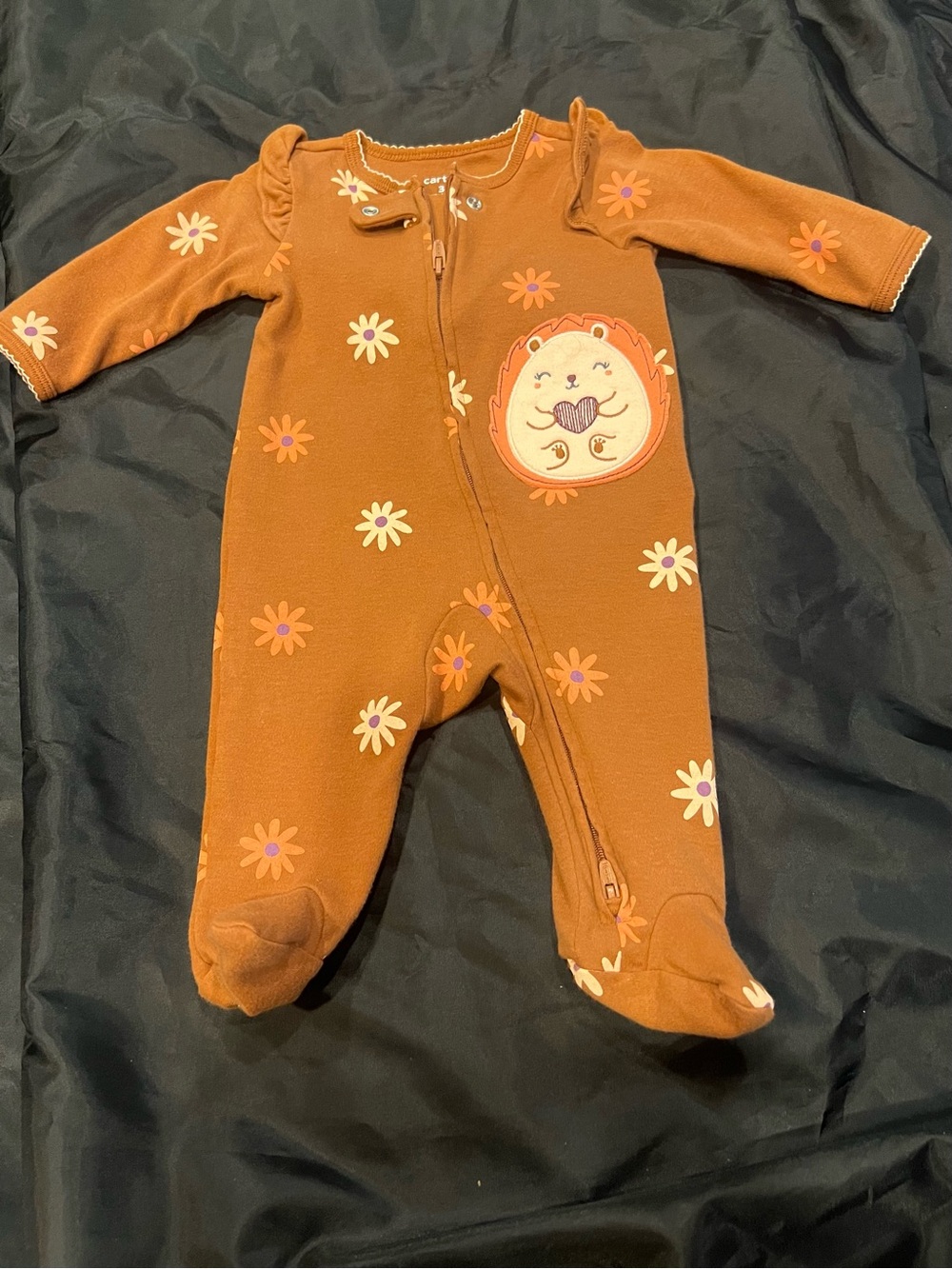 Carter's Rust Brown Floral Hedgehog Footed One-Piece - Picture 6 of 7